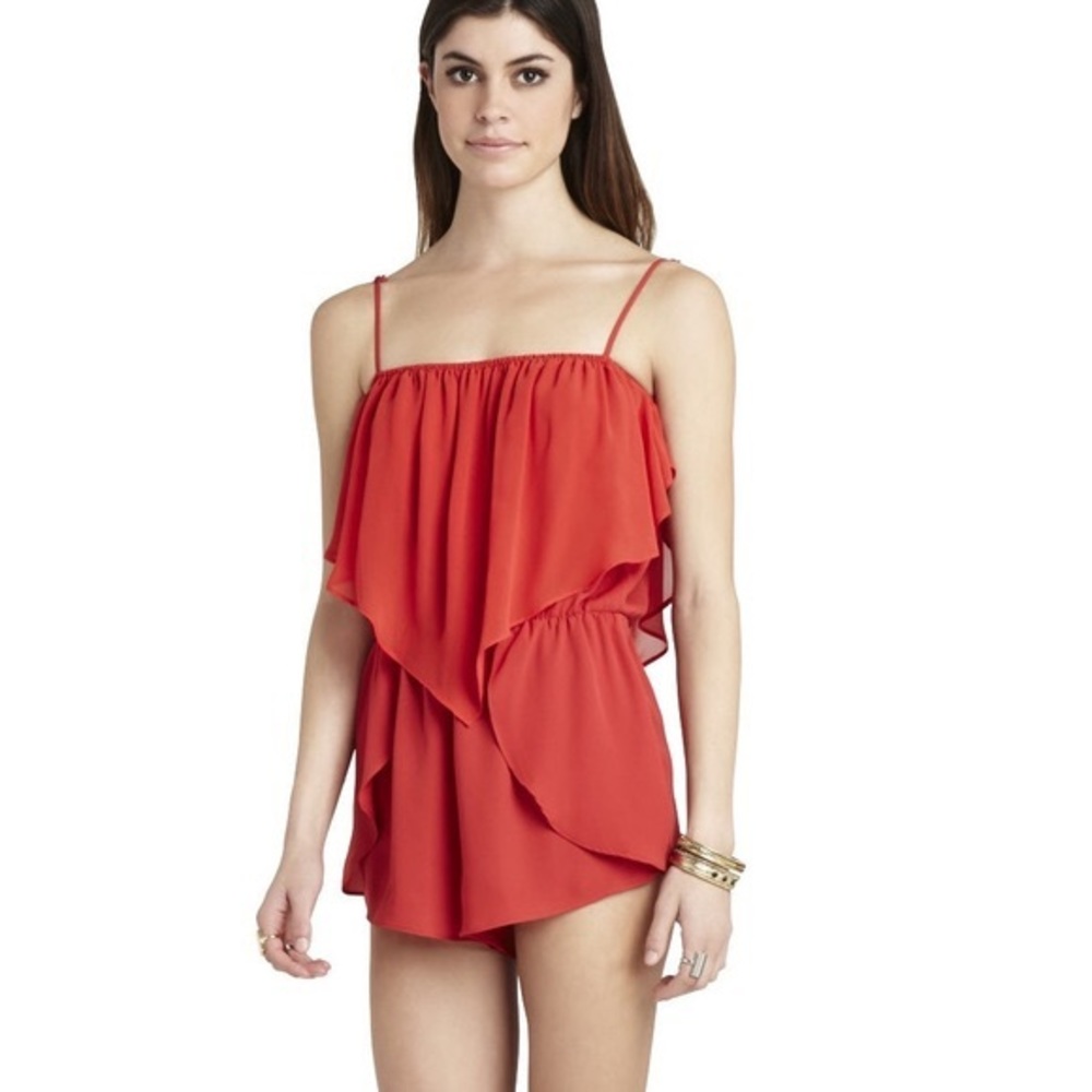 BCBGeneration NWOT Red Ruffle Romper Size Small